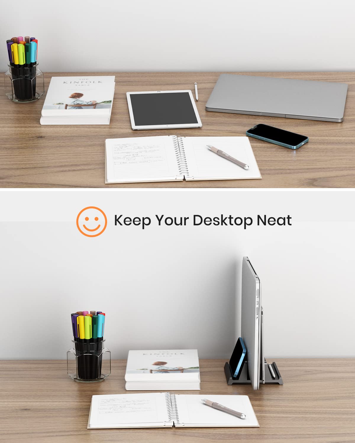 3 in 1 Vertical Laptop Stand - Klearlook Adjustable ABS Notebook Dock,Space-saving Desktop Laptop Holder Compatible - image 4