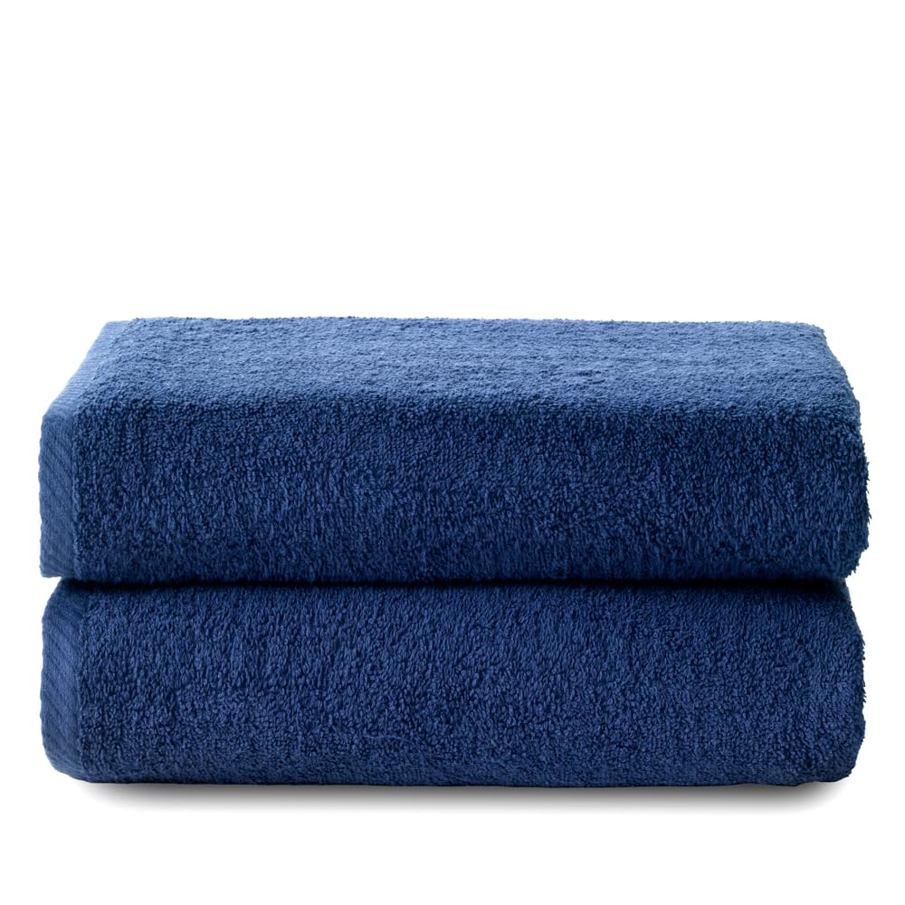 Top Towel Plus – Pack of 2 Large Cotton Bath Towels – 100x150cm Navy