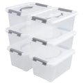 Hespama 5L Storage Boxes, Plastic Latching Box with Gray Handle, Pack of 6 - image 1