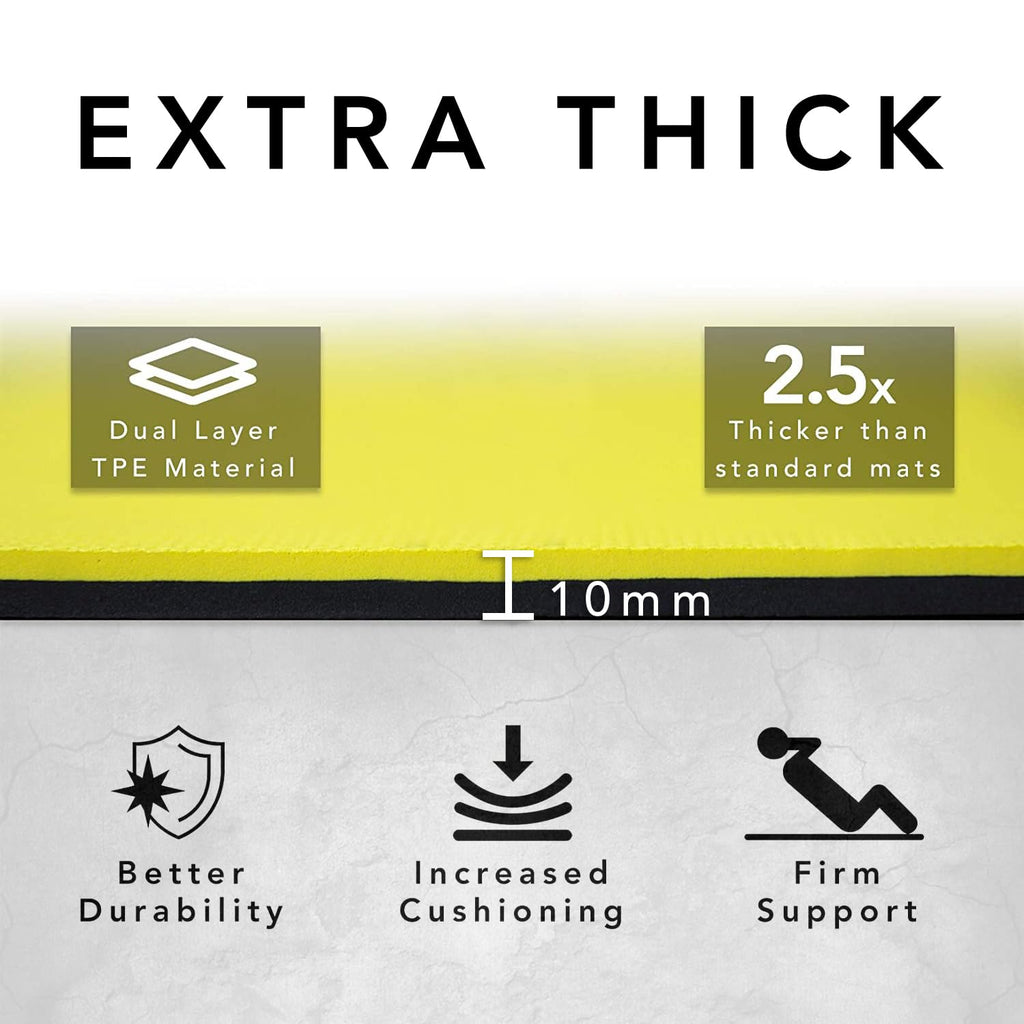 Extra Wide TPE Exercise Mat - 10mm Thick Non-Slip Yoga Mat
