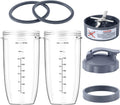 NutriBullet 600W/900W Replacement Set: 32oz Cups, Blade & Lids – 7 Pcs