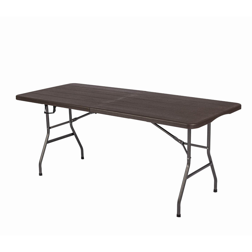 6ft Folding Trestle Table | Heavy Duty Brown Wood Effect