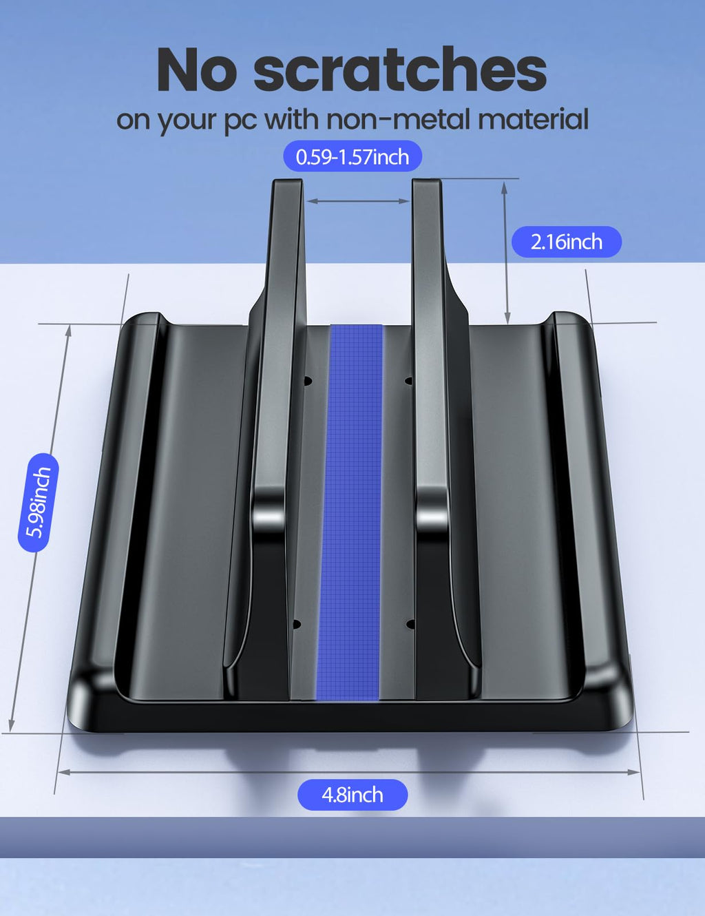 VAYDEER Vertical Laptop Stand, 1-Slot, Adjustable, ABS, Black - image 4