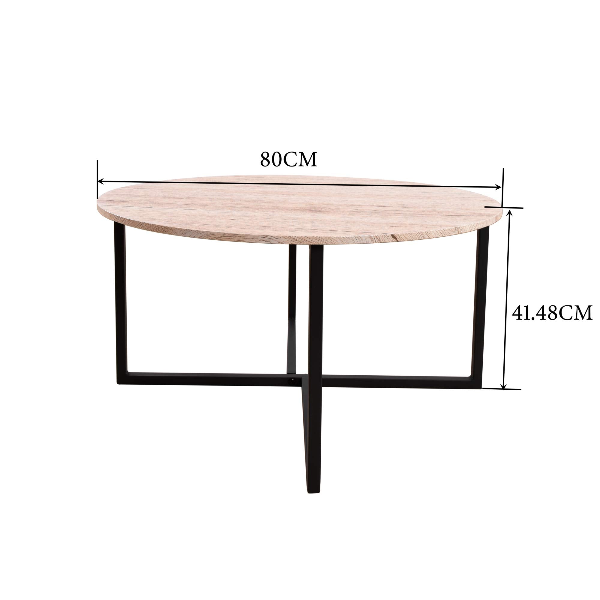 Jolof Store Round Coffee Table – Modern Wood and Metal Tea Table