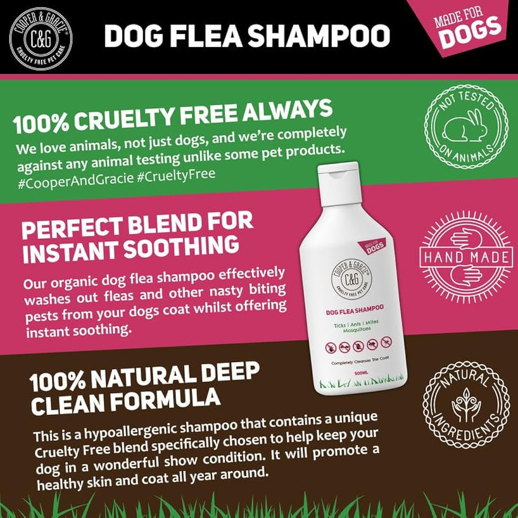 Cooper and Gracie Dog Flea & Tick Shampoo – Medicated 500ml Cleanser