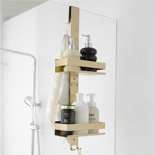 Jolof Store 2-Tier Hanging Shower Caddy | Brushed Gold Stainless Steel