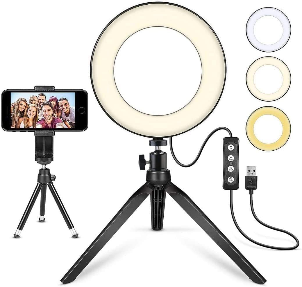 6" LED Ring Light with Tripod Stand and Phone Holder