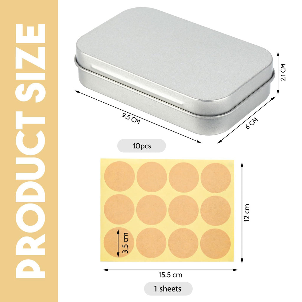 RVLZKCPG Pack of 10 Silver Rectangular Metal Tins with Lid, Portable, Water Resistant, Industrial Style Storage Box, 9.5 x 6 x 2.1 cm