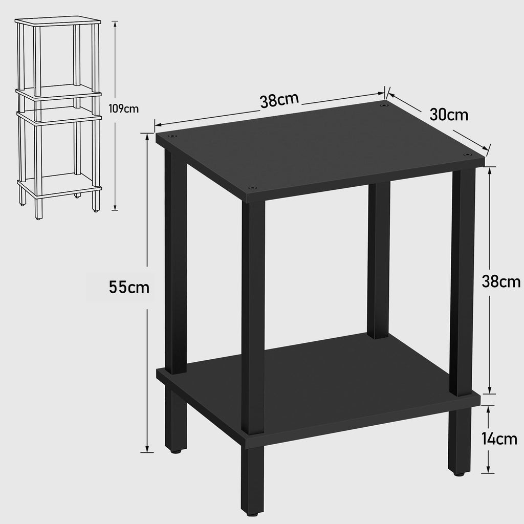 TUTOTAK Side Table, Set of 2, Bedside Table, Night stand, 2-Tier Storage Shelf, End Table for Small Space, Living Room, Bed Room, Black V1TB01BK035EU - image 5