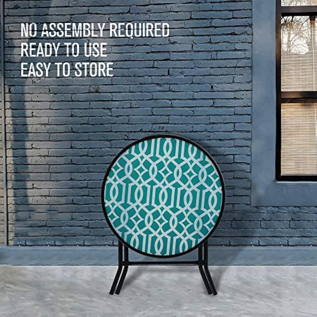 PHI VILLA Folding Side Table – Tempered Glass Outdoor Patio Table