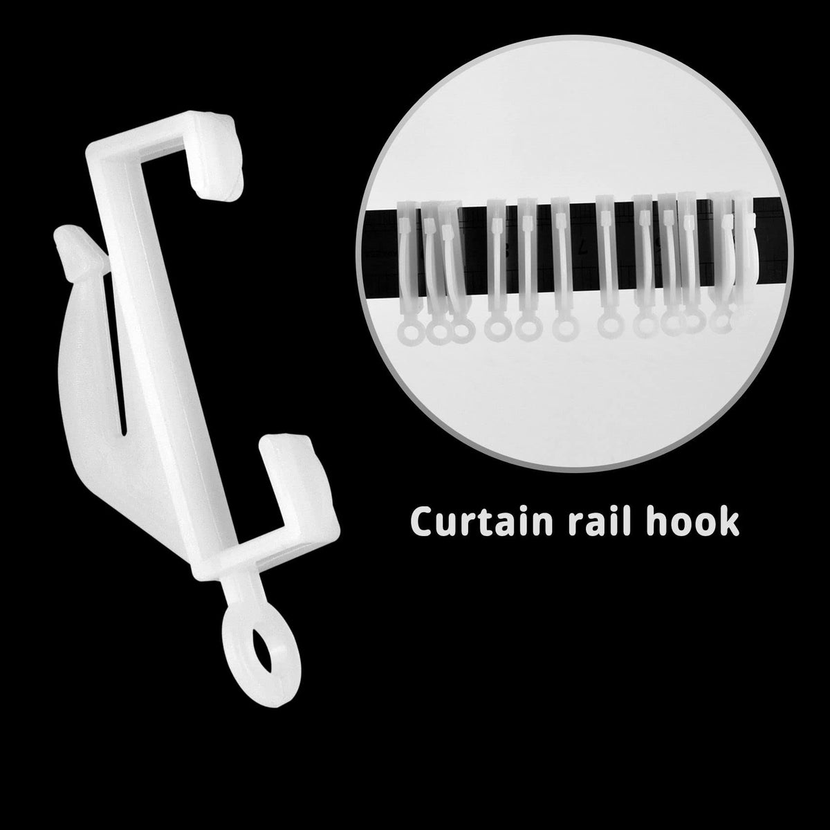 25 Pcs Curtain Hooks, White Plastic Curtain Track Hooks, Rail Gliders Sliding Hook for Shower Curtains, Track Window, Door White 25Pcs