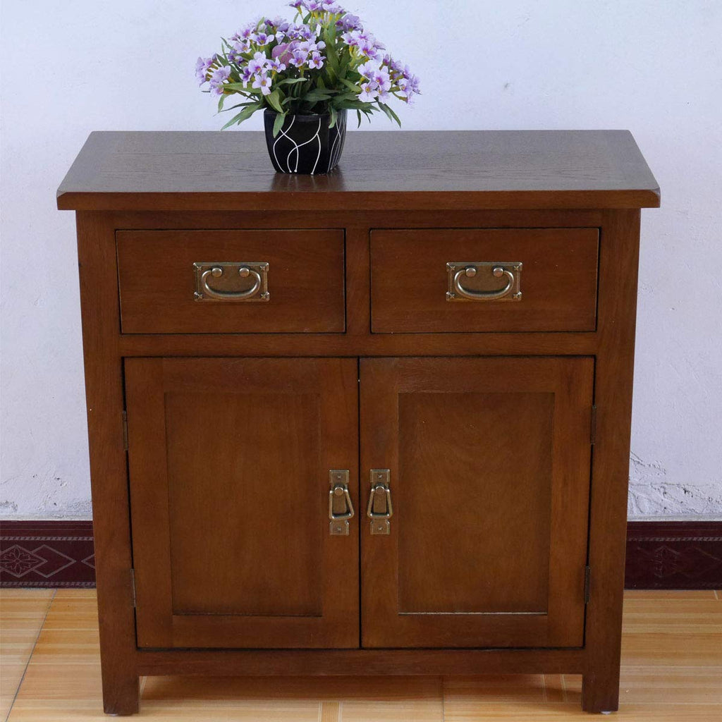 Aurotrice OAK Small Sideboard 75cm 2 Doors 2 Drawer Drawer Chest Mini Dining Sideboard Storage - image 2