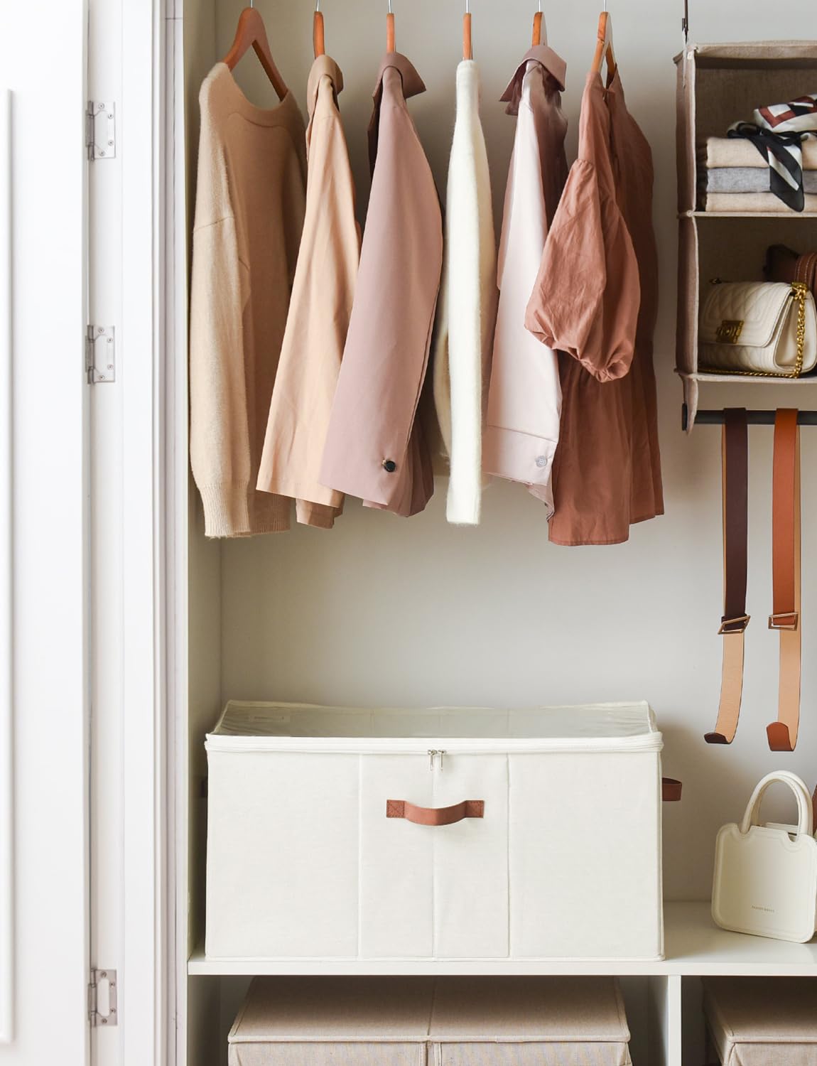 StorageWorks Extra Large Shoe Organizer with Adjustable Dividers – Beige