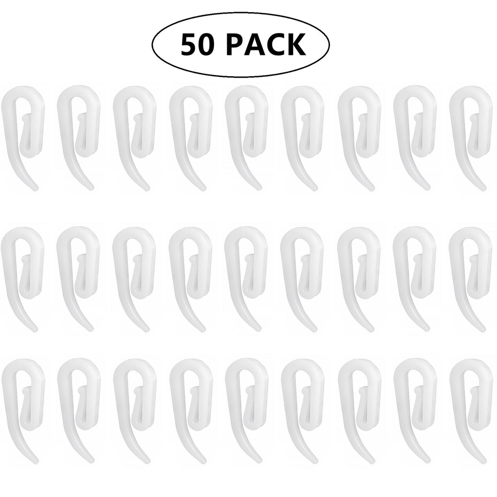 White Plastic Curtain Hooks for Door Window Curtain Header Tape Drapery Hooks 2.8x1.2cm 50PACK - image 3