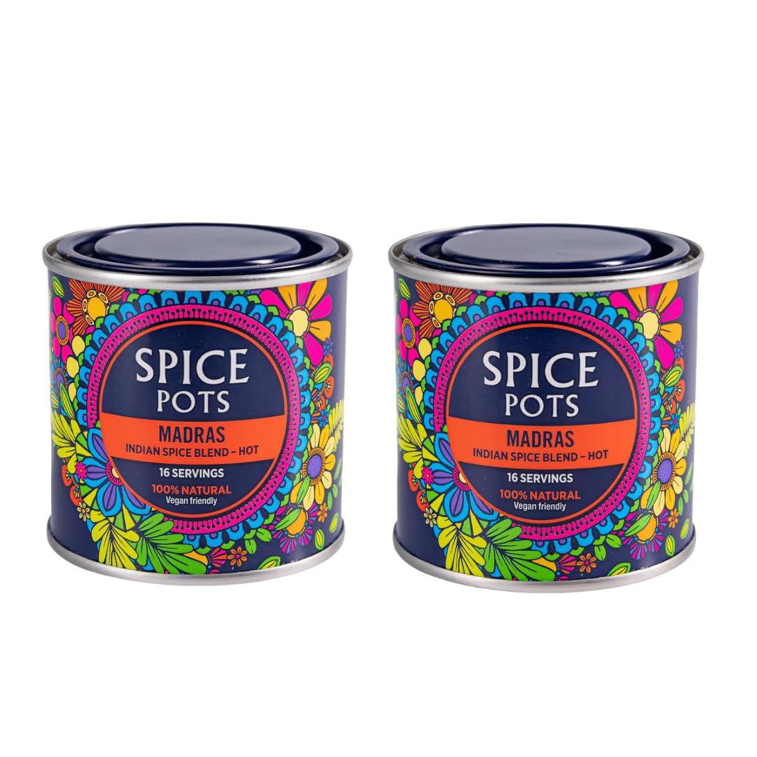 Spice Pots Madras Curry Powder - Vegan & Gluten Free Spice Mix - 80g (Pack of 2)