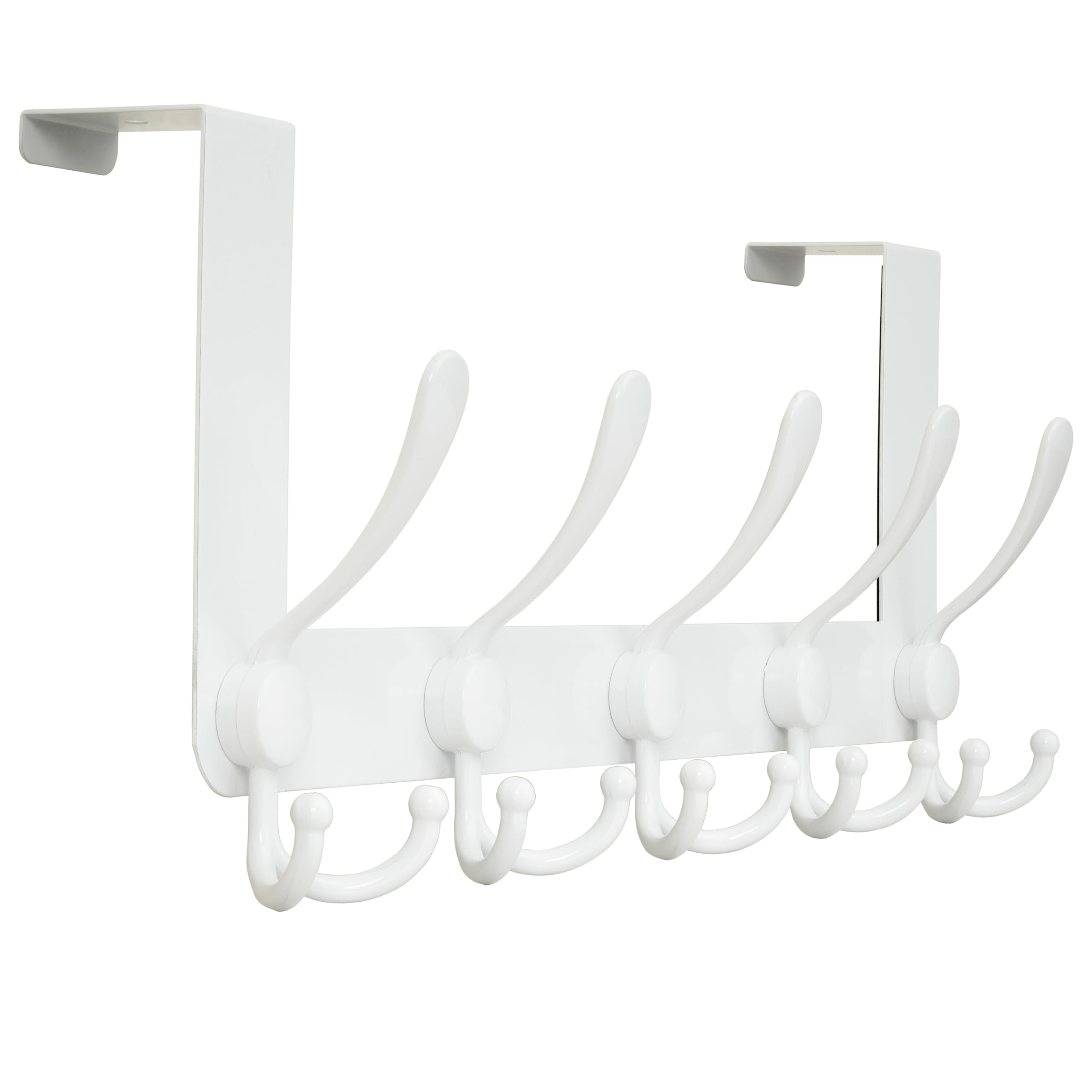 HONSKY Over Door Hook – 5 Triple Metal Hanger for Coats & Towels, White