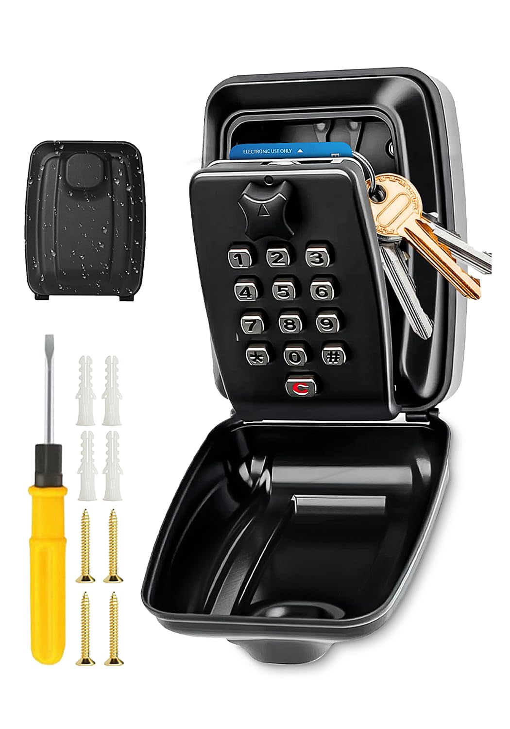 Magic John Wall Mounted Key Safe – Large 12-Digit Weatherproof Lock Box