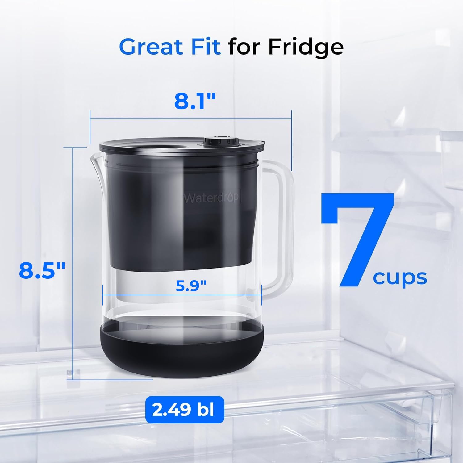 Waterdrop Glass Water Filter Jug | 1.5L Pitcher with 5-Stage Filtration