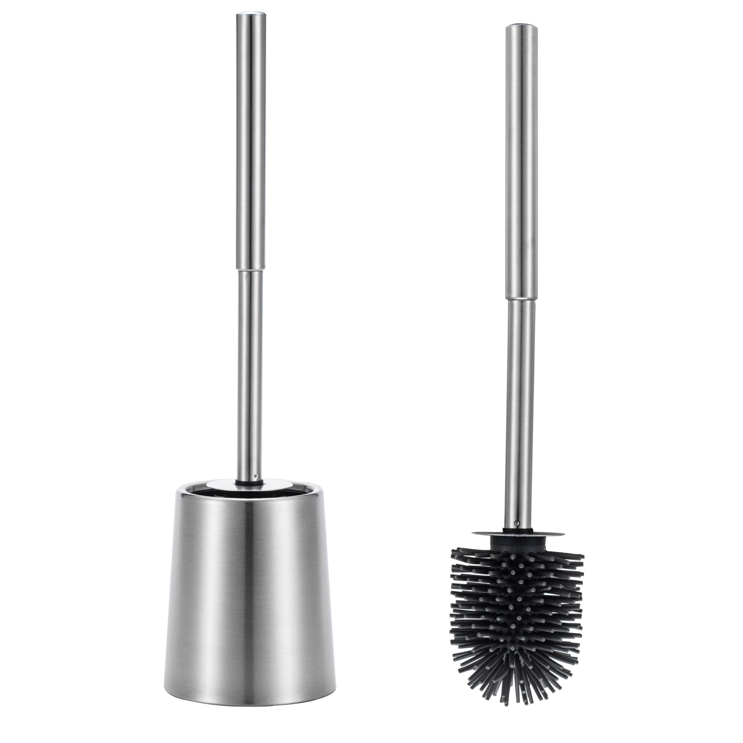 SOPRANNOMIN Stainless Steel Toilet Brush and Holder | Silicone TPE Head