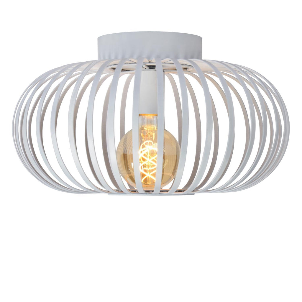 Lucide Manuela Flush Ceiling Light – 40cm White Metal Dimmable Lamp
