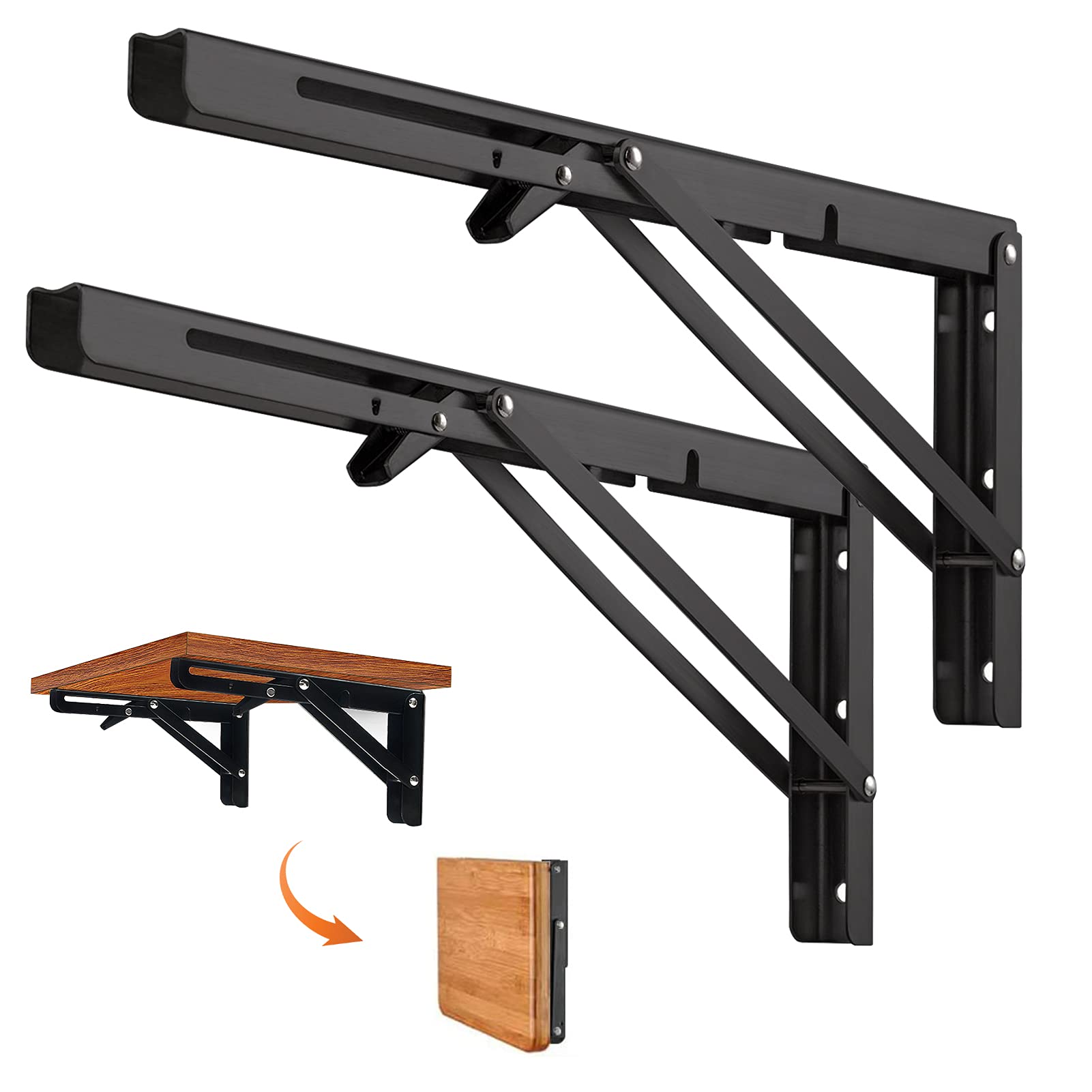 Quanerba 20in Folding Shelf Brackets - Heavy Duty 220lb Load - 2 Pack