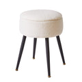 Aibiju Round Storage Vanity Stool | Faux Teddy Fur Makeup Chair with Metal Legs