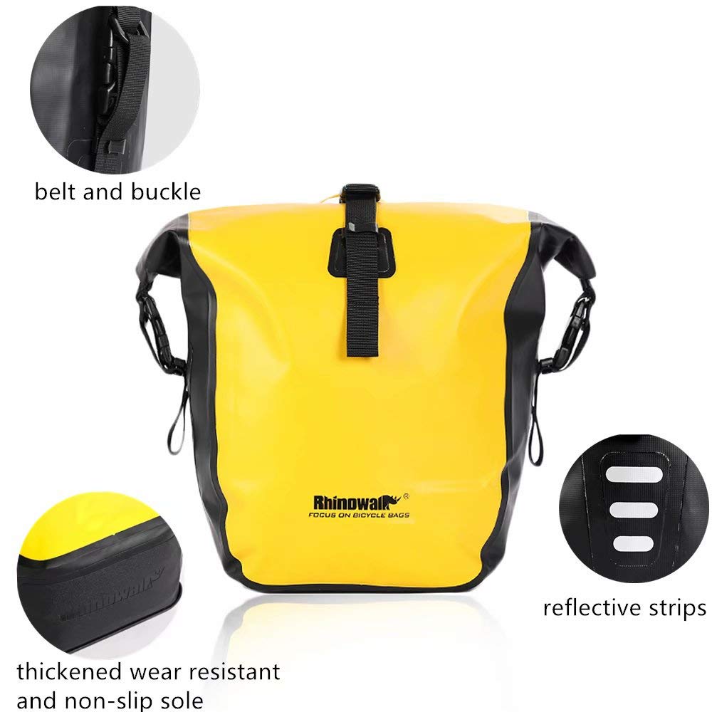 Rhinowalk Waterproof Bicycle Pannier Bag – 500D PVC Rear Seat Bag, Yellow