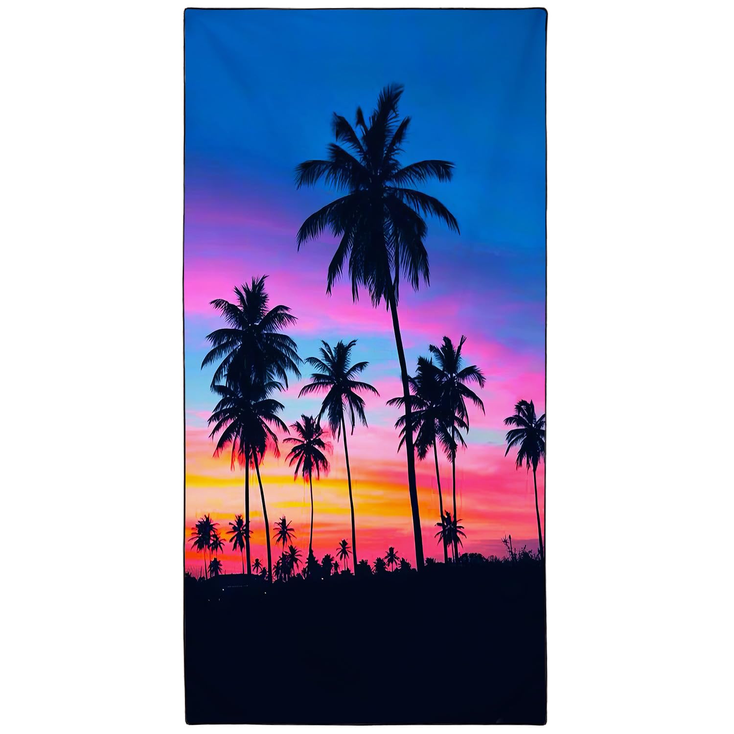 YISUMEI Sunset Coconut Tree Microfibre Beach Towel | Quick Dry & Sand Proof