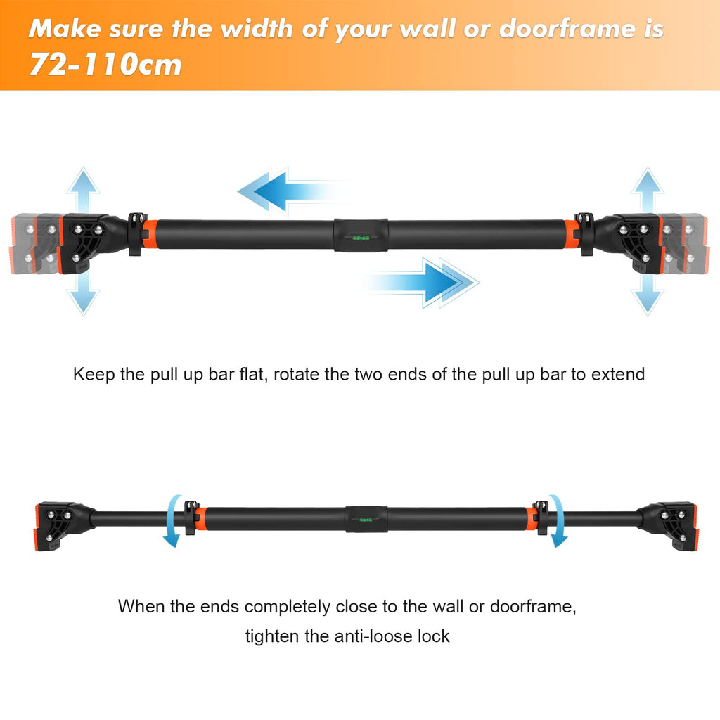 AETKFO Pull Up Bar for Doorway – No-Drill Adjustable Chin Up Bar, 200kg