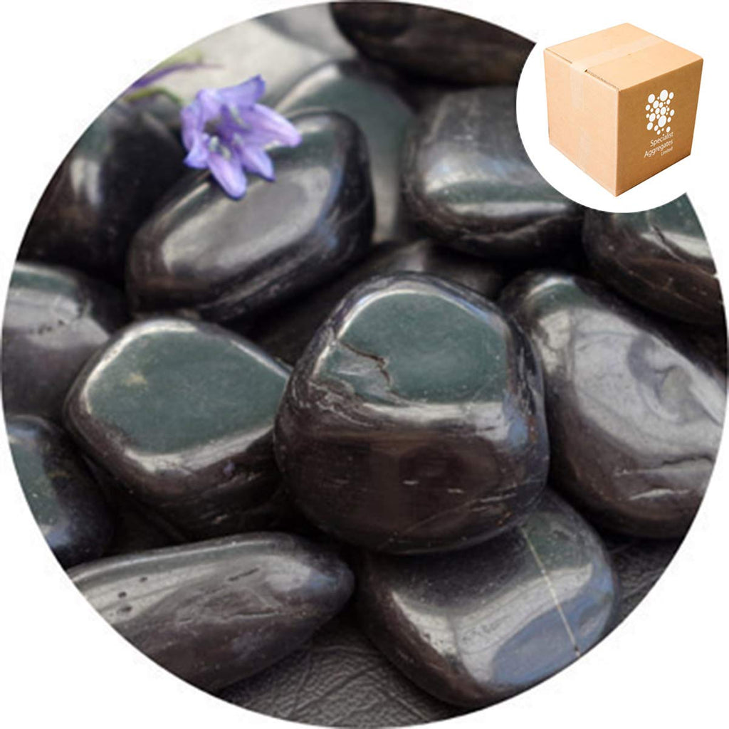 Jolof Store Polished Black River Pebbles – 15kg Decorative 20-40mm Stones