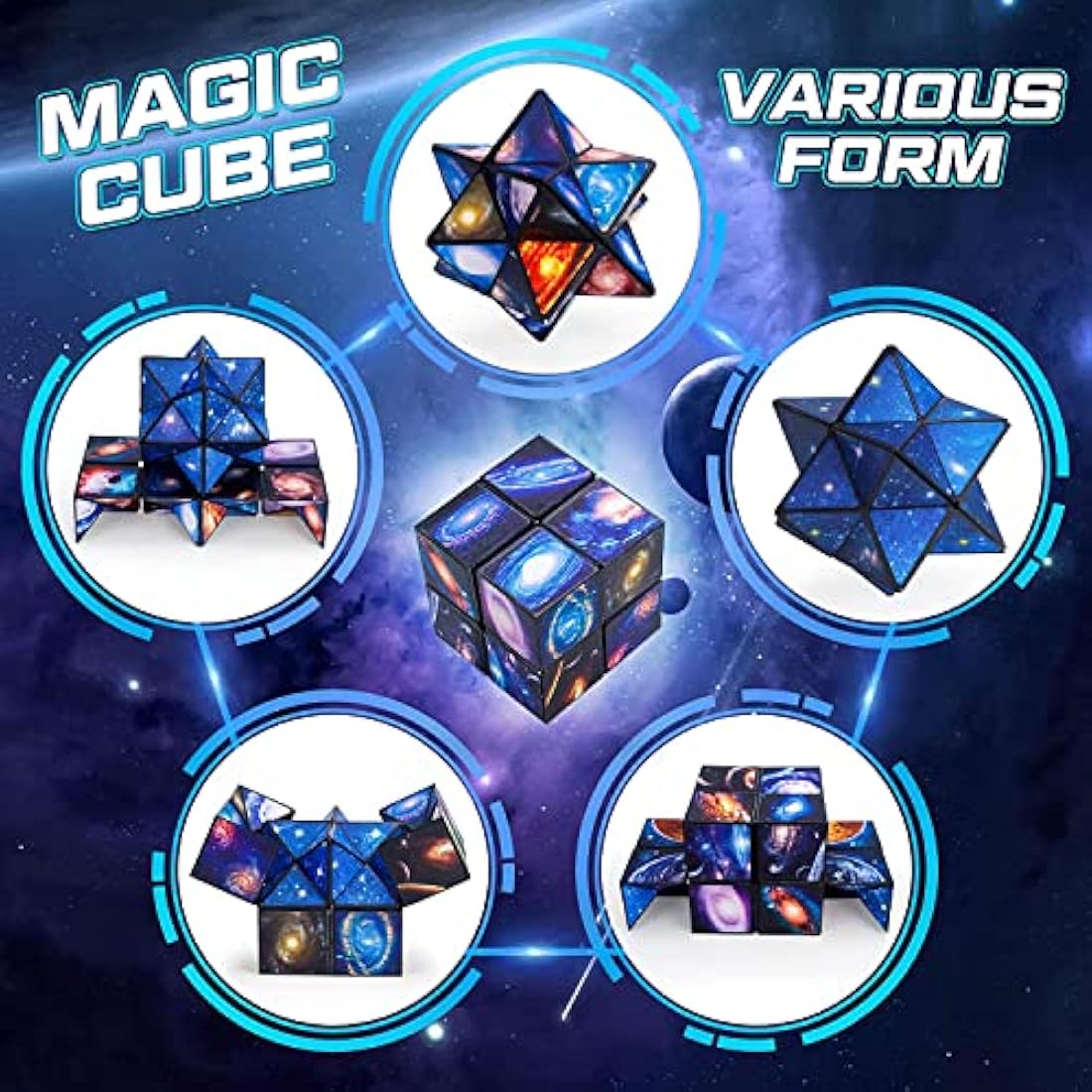 Jolof Store Infinity Cube Fidget Toy – 2-in-1 Galaxy Space Sensory Puzzle