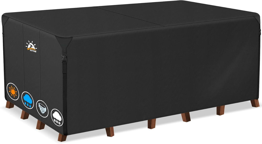 Zettum Waterproof Garden Table Cover | 600D Heavy Duty Patio Furniture Cover