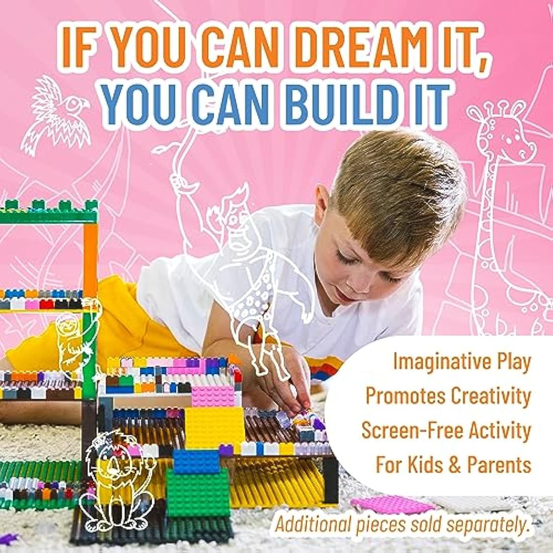 Strictly Briks 336 Piece Building Block Set with Baseplate – 12 Colors