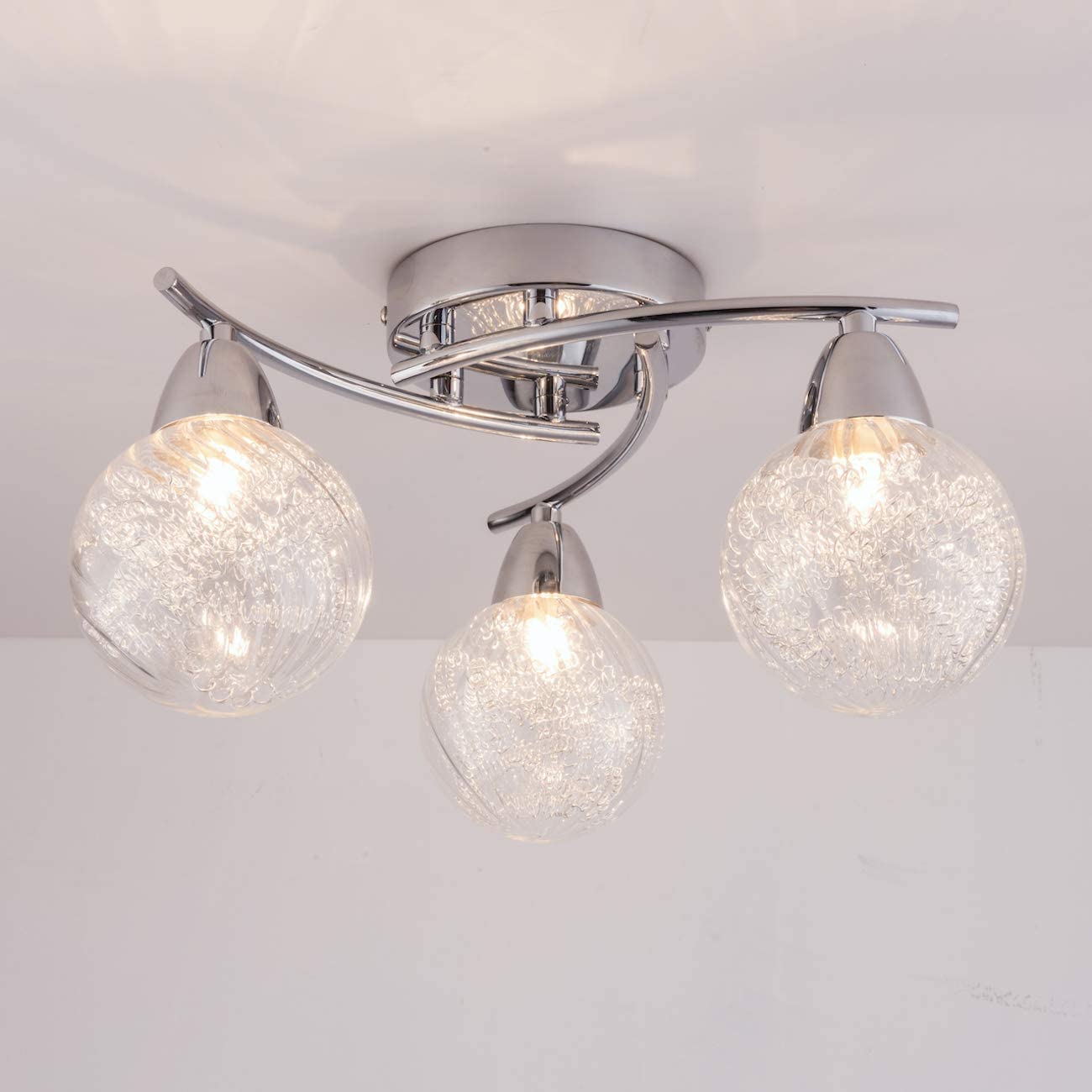 Aurolite Bolla 3-Light LED Semi Flush Ceiling Light | Polished Chrome, 12W