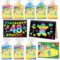 ZMLM Scratch Art Party Bag Fillers - 48 Pack Rainbow Craft Kits for Kids