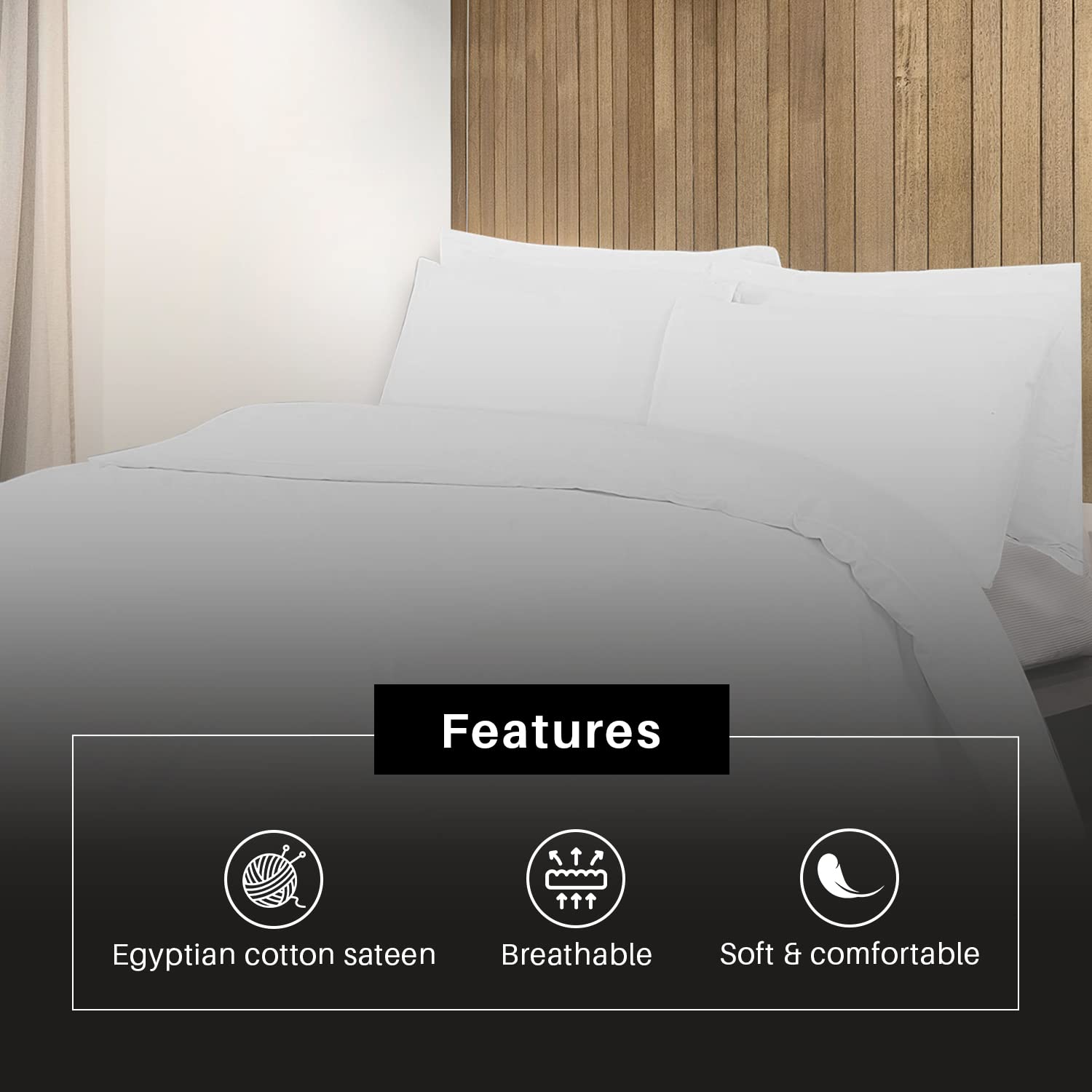 DTEX HOMES 400 Thread Count Egyptian Cotton Sateen Duvet Cover Set