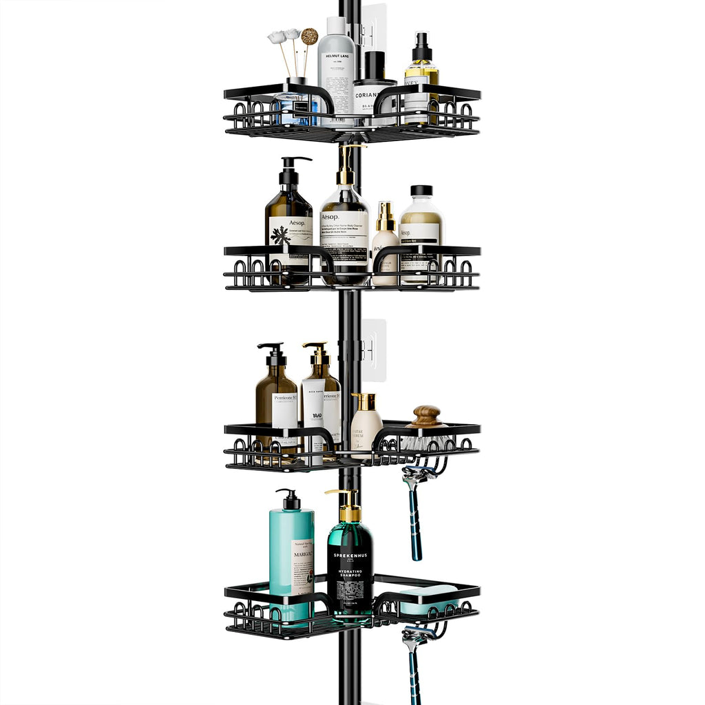 HapiRm Telescopic Shower Caddy – 4-Tier Rustproof Corner Organizer