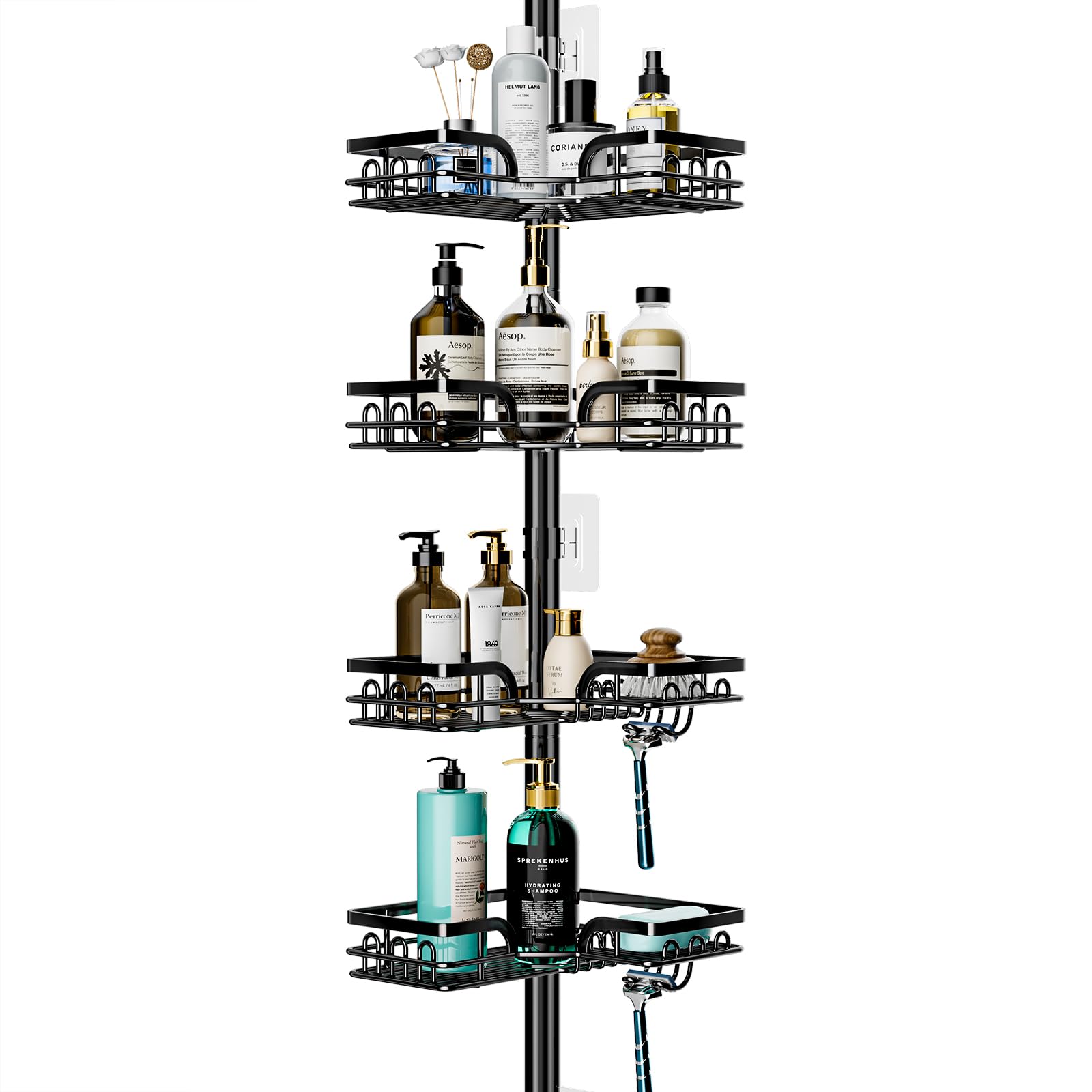 HapiRm Telescopic Shower Caddy – 4-Tier Rustproof Corner Organizer