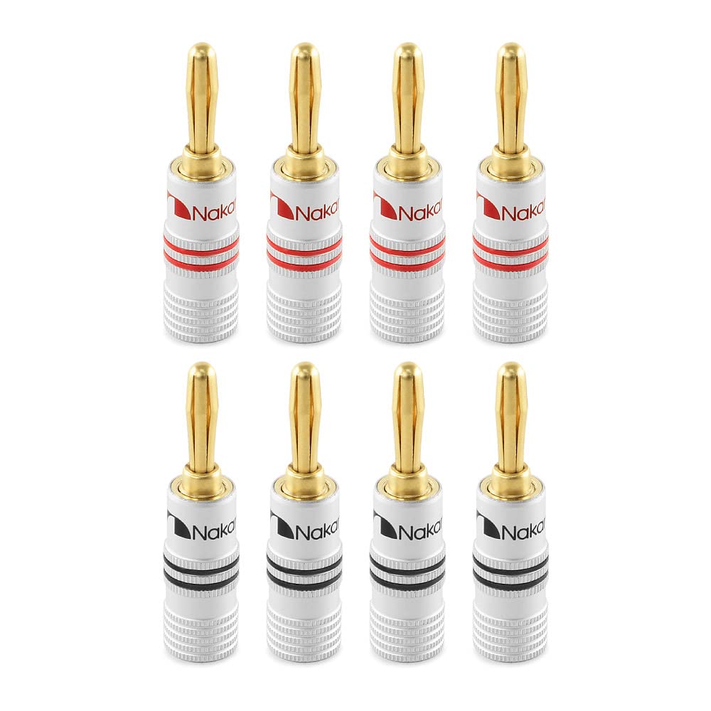 Nakamichi Excel 24k Gold Banana Plugs for Hi-Fi Audio - 8 Pcs
