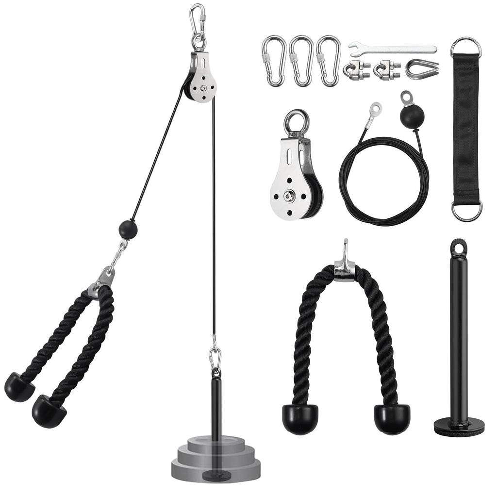 VINTEAM Cable Pulley System – DIY Home Gym LAT Pull Down with Tricep Rope