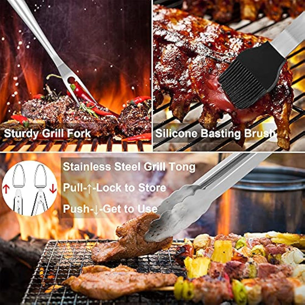 Herogo 6-Piece Stainless Steel BBQ Tool Set with Portable Bag