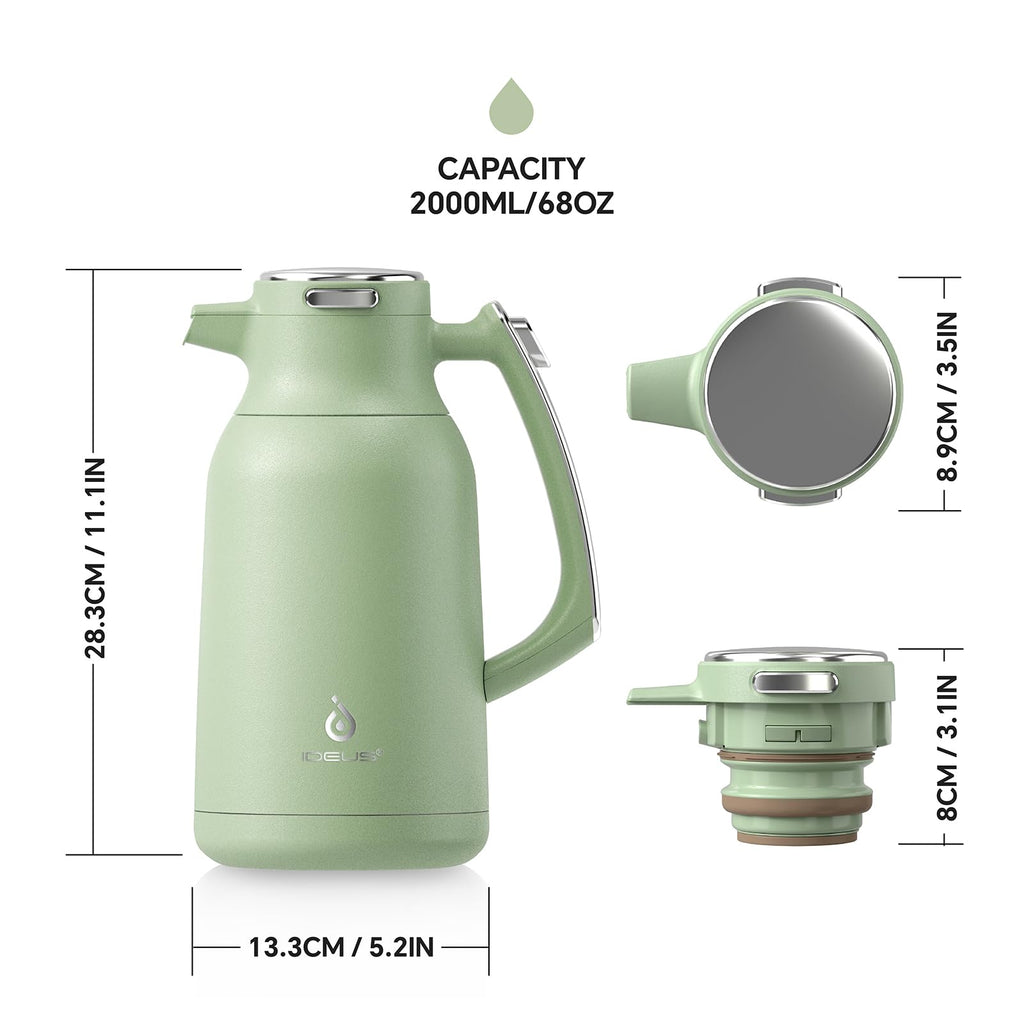 IDEUS 68oz Vacuum Insulated Coffee Carafe – Stainless Steel Thermal Pot