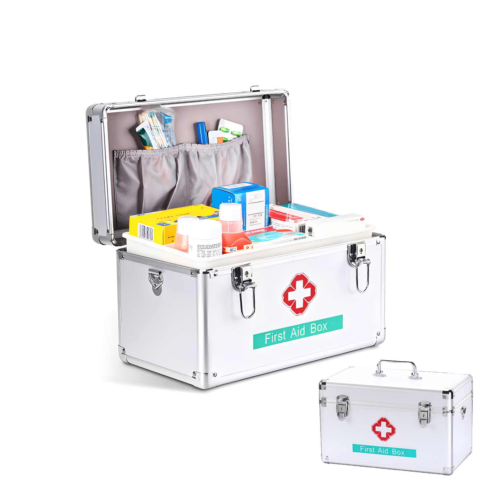 Jolof Store Aluminum 2-Layer Medicine Storage Box with Lock & Strap