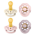BIBS Boheme Pacifier 4-Pack | Natural Rubber Round Soother, 6-18 Months