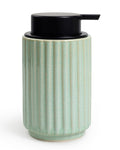ANTIS'S HOME Ceramic Soap Dispenser – 310ml Green Striped Refillable Bottle