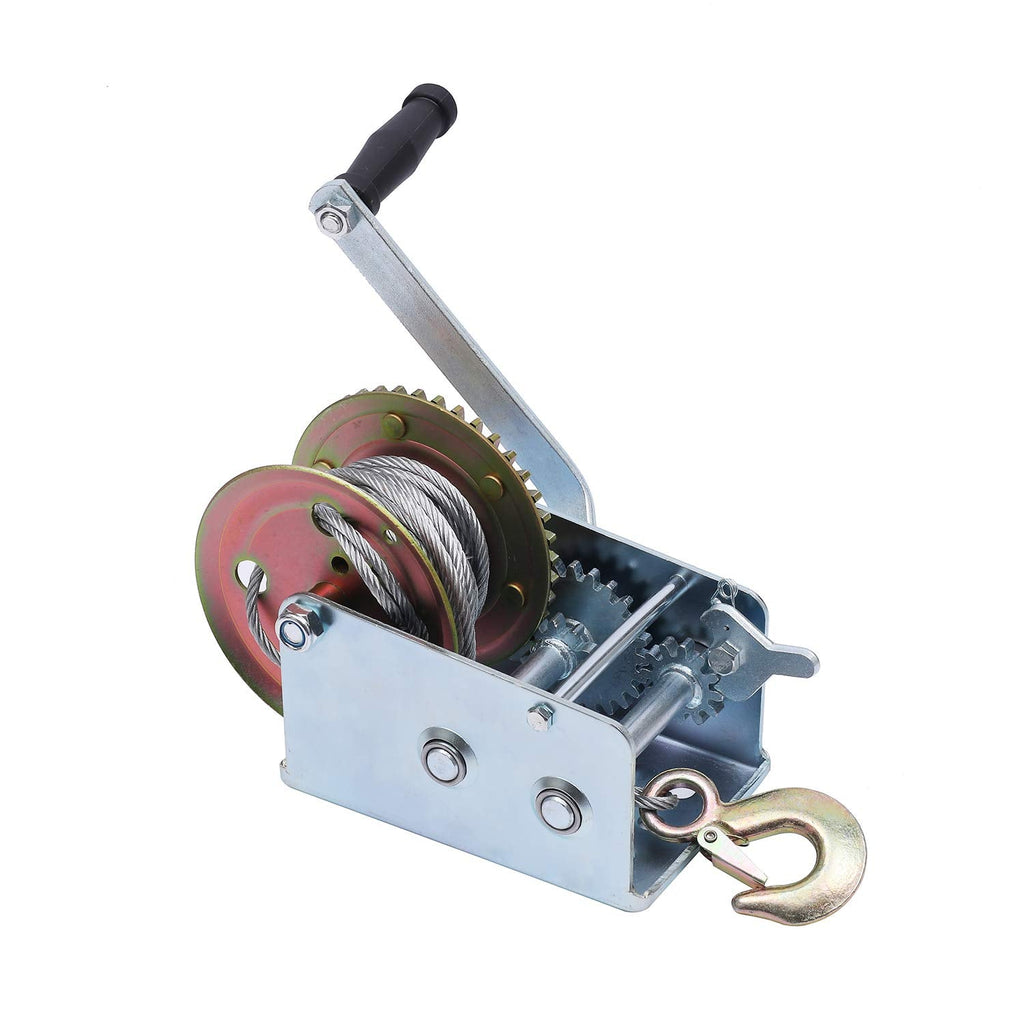 KATSU Heavy Duty Hand Winch | 2500LB Manual Crank with 10m Steel Rope