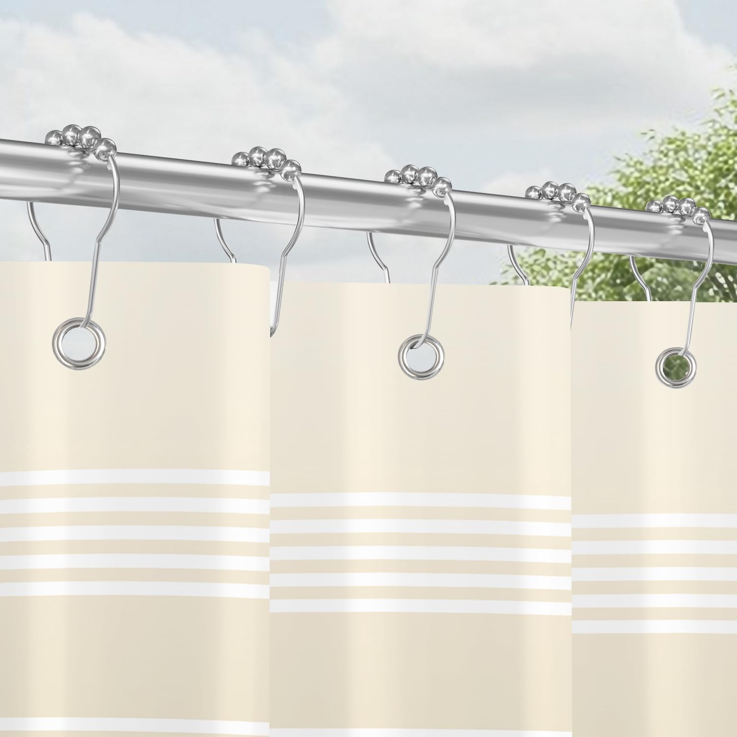 Lerores Shower Curtain | Beige Gradient Anti-Mould Polyester | 180x200cm