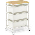KINGBOARD 3 Drawers Storage Trolley on Wheels, White