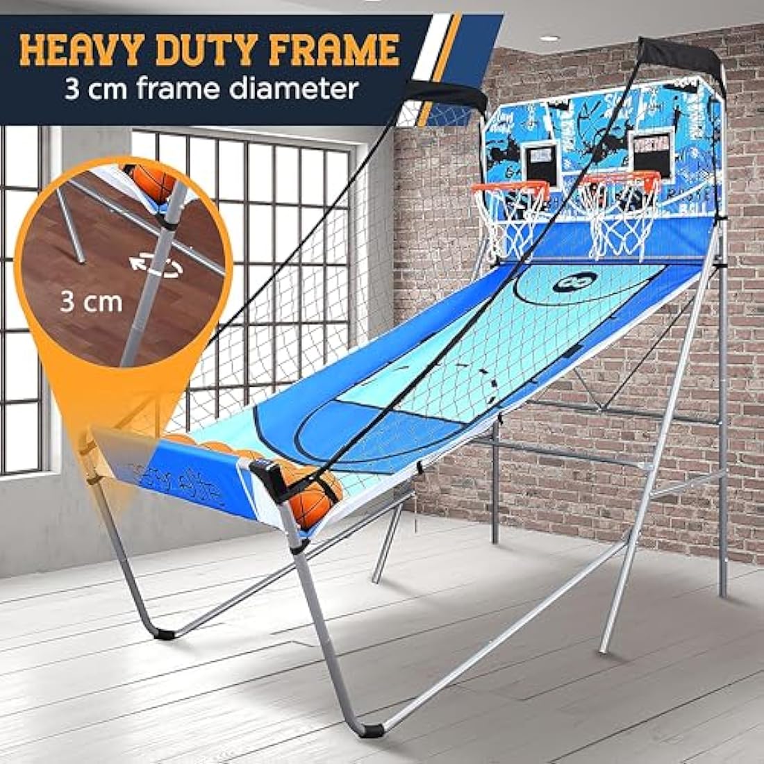 SereneLife Dual Shot Basketball Arcade Game – Foldable Indoor Hoop