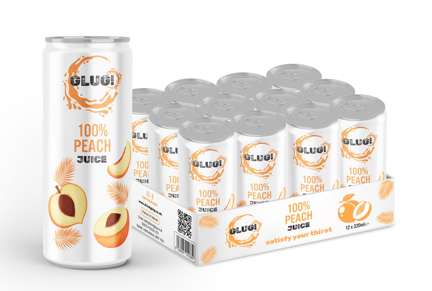 GLUG! Peach Fruit Juice – 100% Natural No Added Sugar (12 x 320ml)